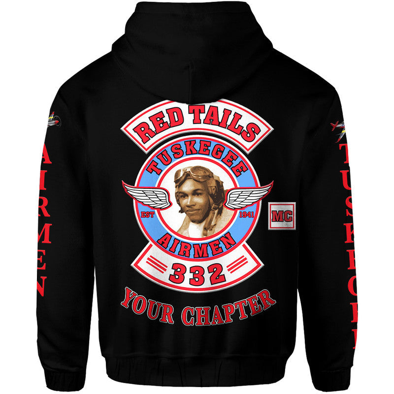 Custom Tuskegee Airmen Motorcycle Club Hoodie TAMC Red Tails Original Style Black LT8 - Wonder Print Shop