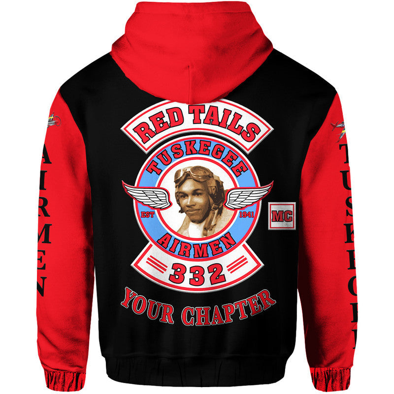 Custom Tuskegee Airmen Motorcycle Club Hoodie TAMC Red Tails Original Style Black Red LT8 - Wonder Print Shop