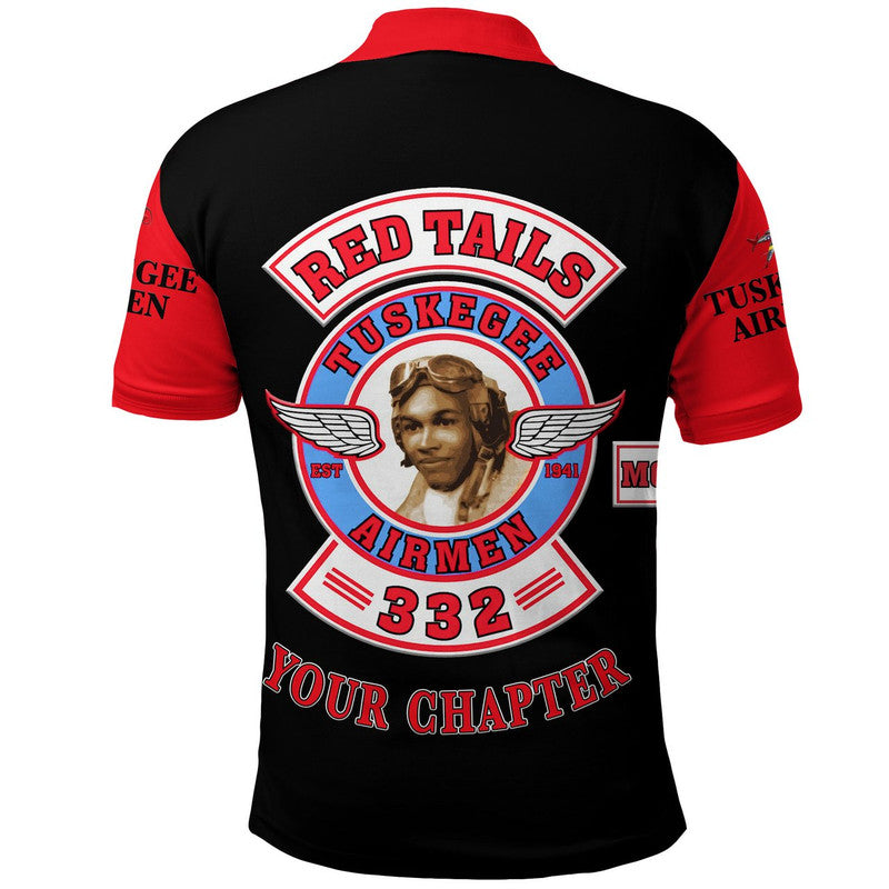 Custom Tuskegee Airmen Motorcycle Club Polo Shirt TAMC Red Tails Original Style Black Red LT8 - Wonder Print Shop