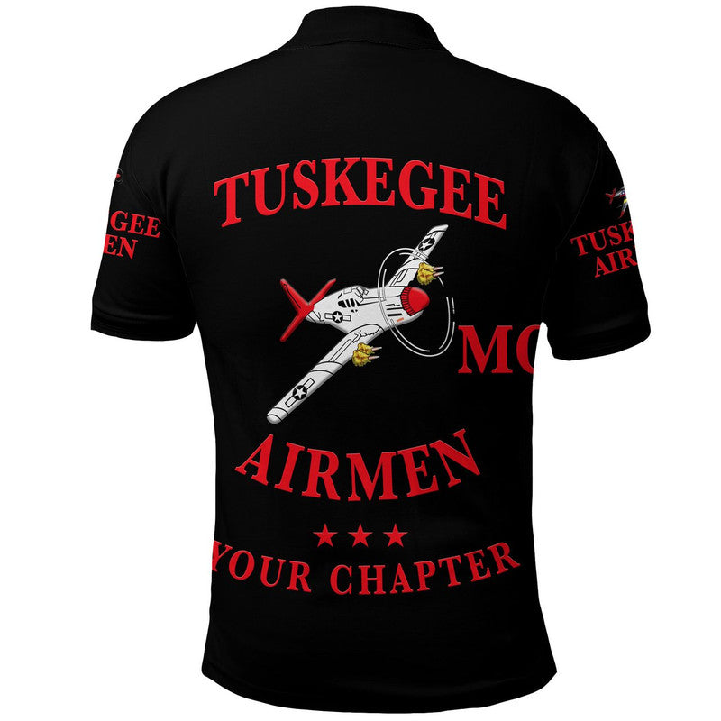 Custom Tuskegee Airmen Motorcycle Club Polo Shirt TAMC Spit Fire Simple Style Black LT8 - Wonder Print Shop