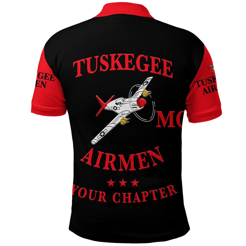 Custom Tuskegee Airmen Motorcycle Club Polo Shirt TAMC Spit Fire Unique Style Black Red LT8 - Wonder Print Shop