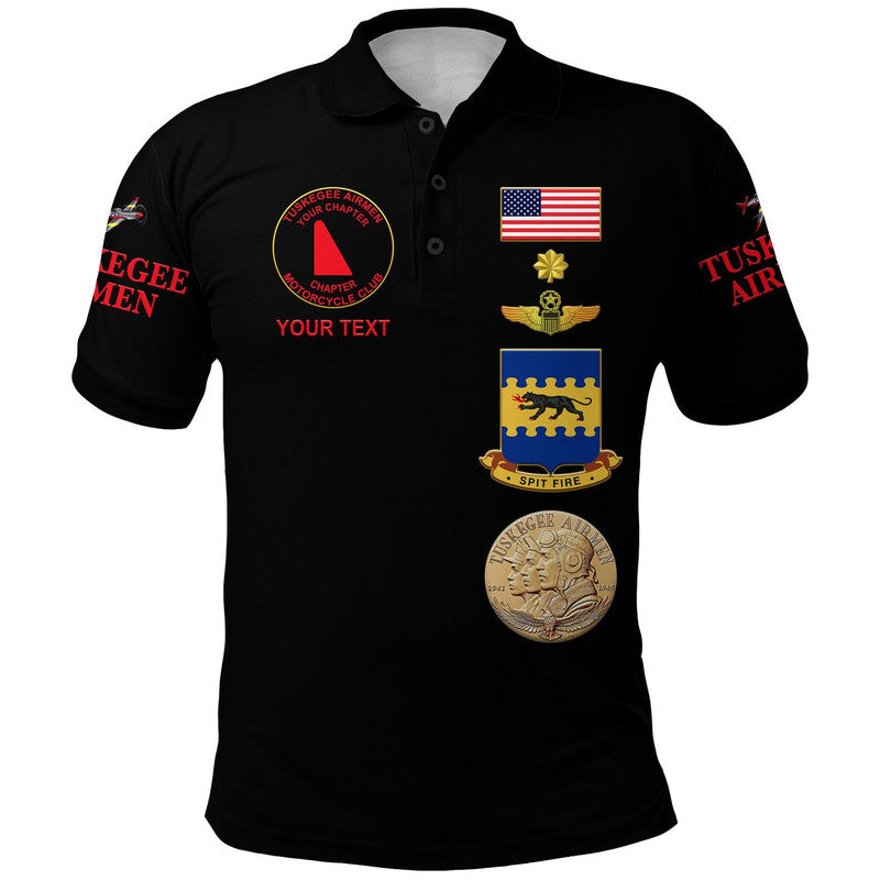 Custom Tuskegee Airmen Motorcycle Club Polo Shirt TAMC Spit Fire Simple Style Black LT8 - Wonder Print Shop