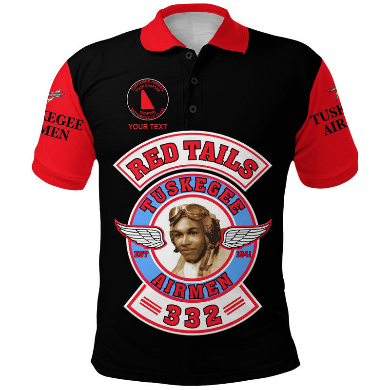 Custom Tuskegee Airmen Motorcycle Club Polo Shirt TAMC Red Tails Original Style Black Red LT8 - Wonder Print Shop