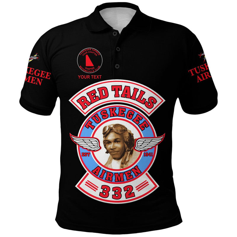 Custom Tuskegee Airmen Motorcycle Club Polo Shirt TAMC Red Tails Original Style Black LT8 - Wonder Print Shop