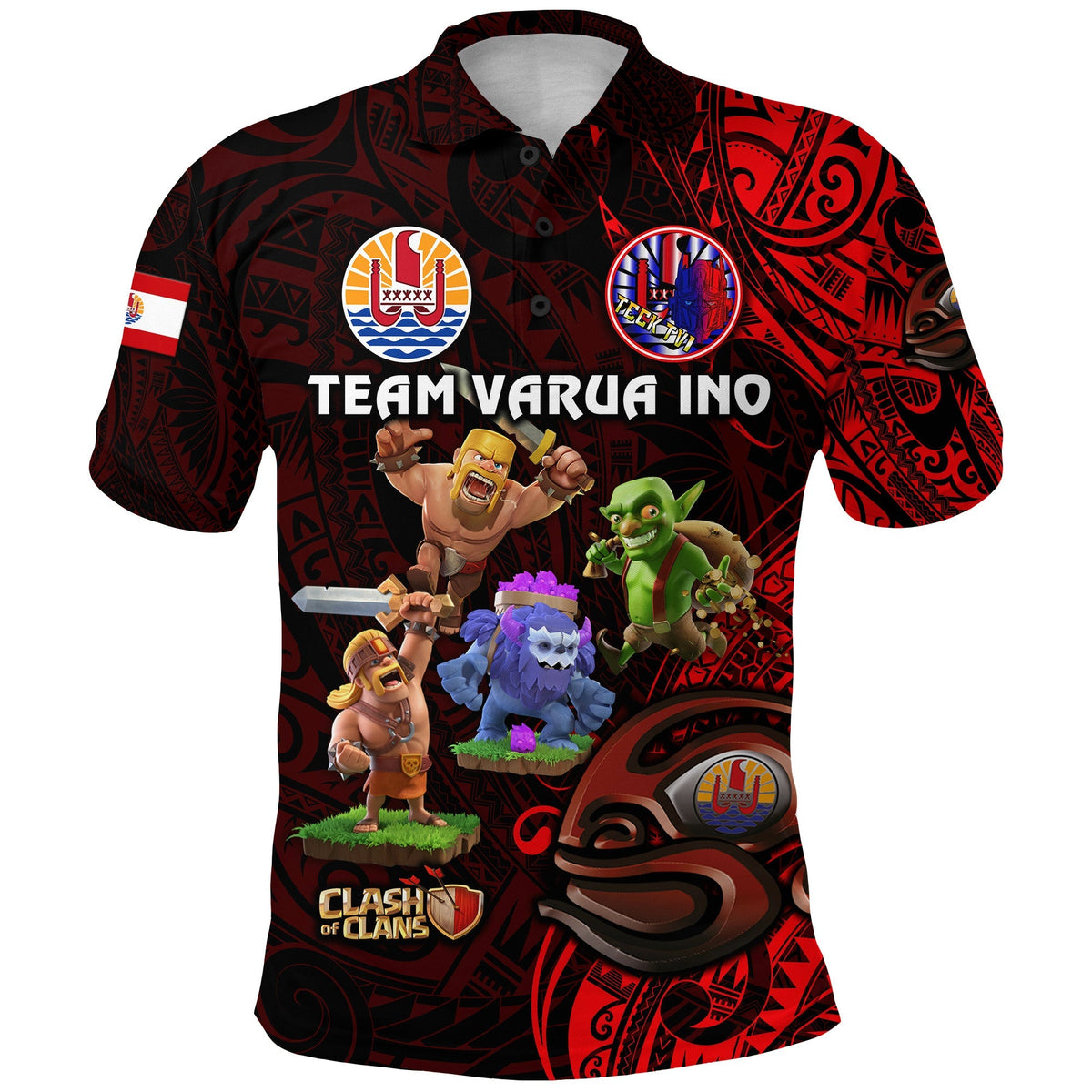 Custom Tahiti Eimeo Teahamai PC Polo Shirt Team Varua Ino Black LT8 - Wonder Print Shop