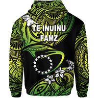 TE INUINU FAMZ Cook Islands Rugby Zip Hoodie Unique Vibes Green LT8 - Wonder Print Shop
