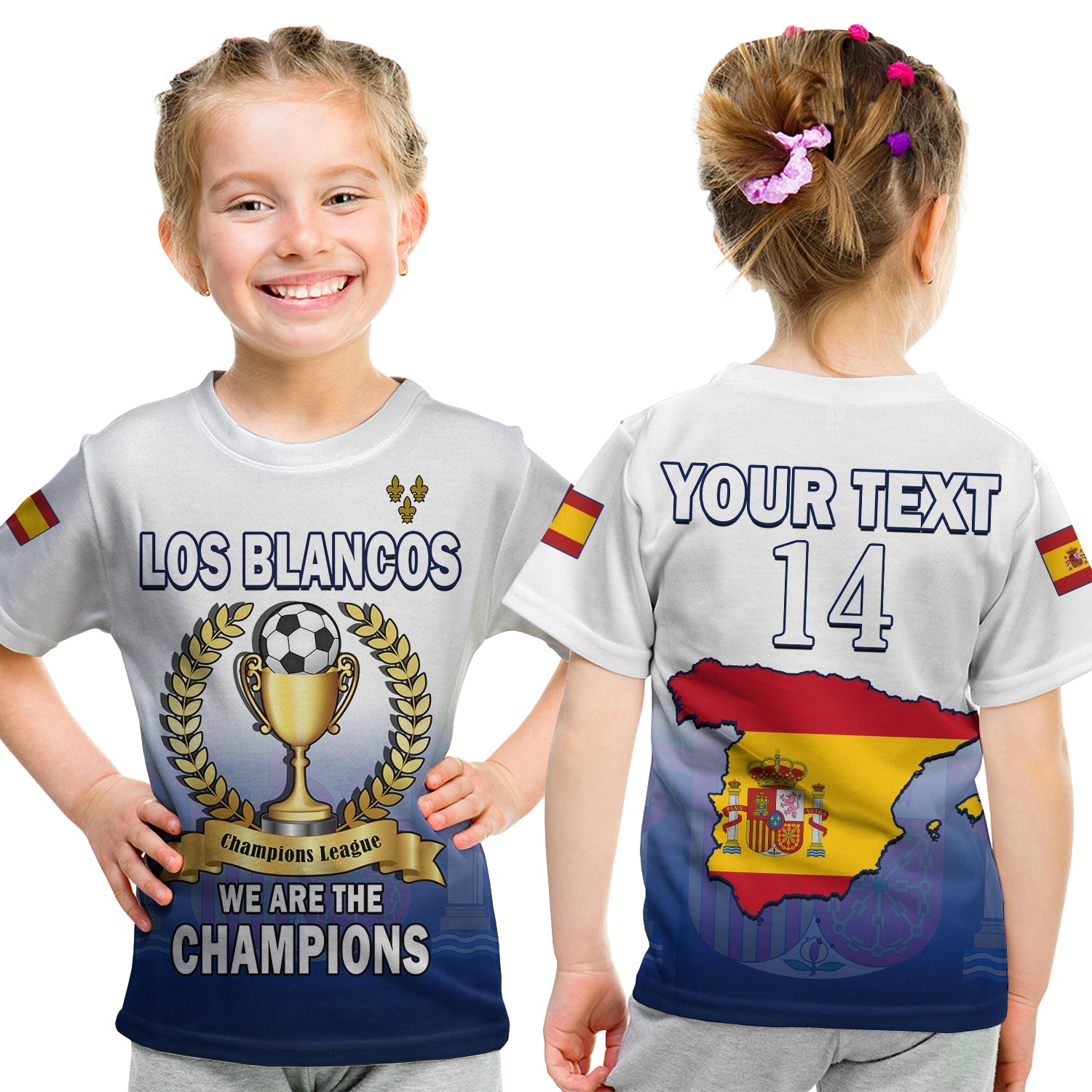 (Custom Text and Number) Spanish Football 2022 T Shirt KID We Are Champions - Wonder Print Shop