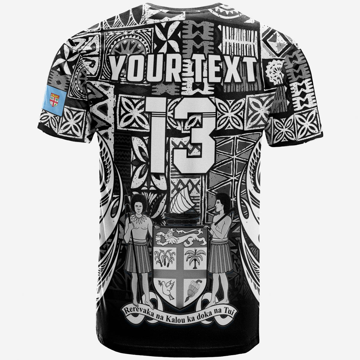 Custom Fiji Rugby T Shirt Flying Fijians Black Tapa Pattern LT13 - Wonder Print Shop