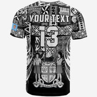 Custom Fiji Rugby T Shirt Flying Fijians Black Tapa Pattern LT13 - Wonder Print Shop