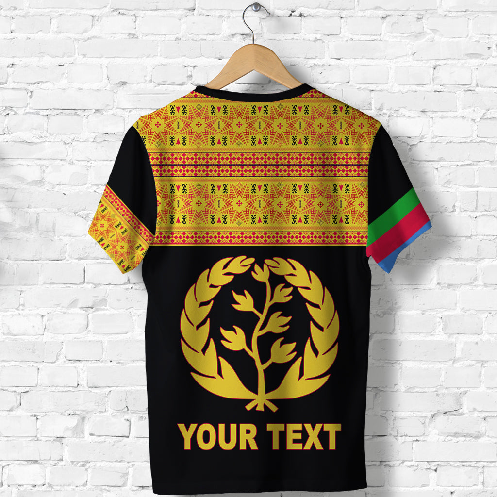 Custom Eritrea Tibeb T Shirt Eritrean Cross Mix Flag Version Black LT13 - Wonder Print Shop