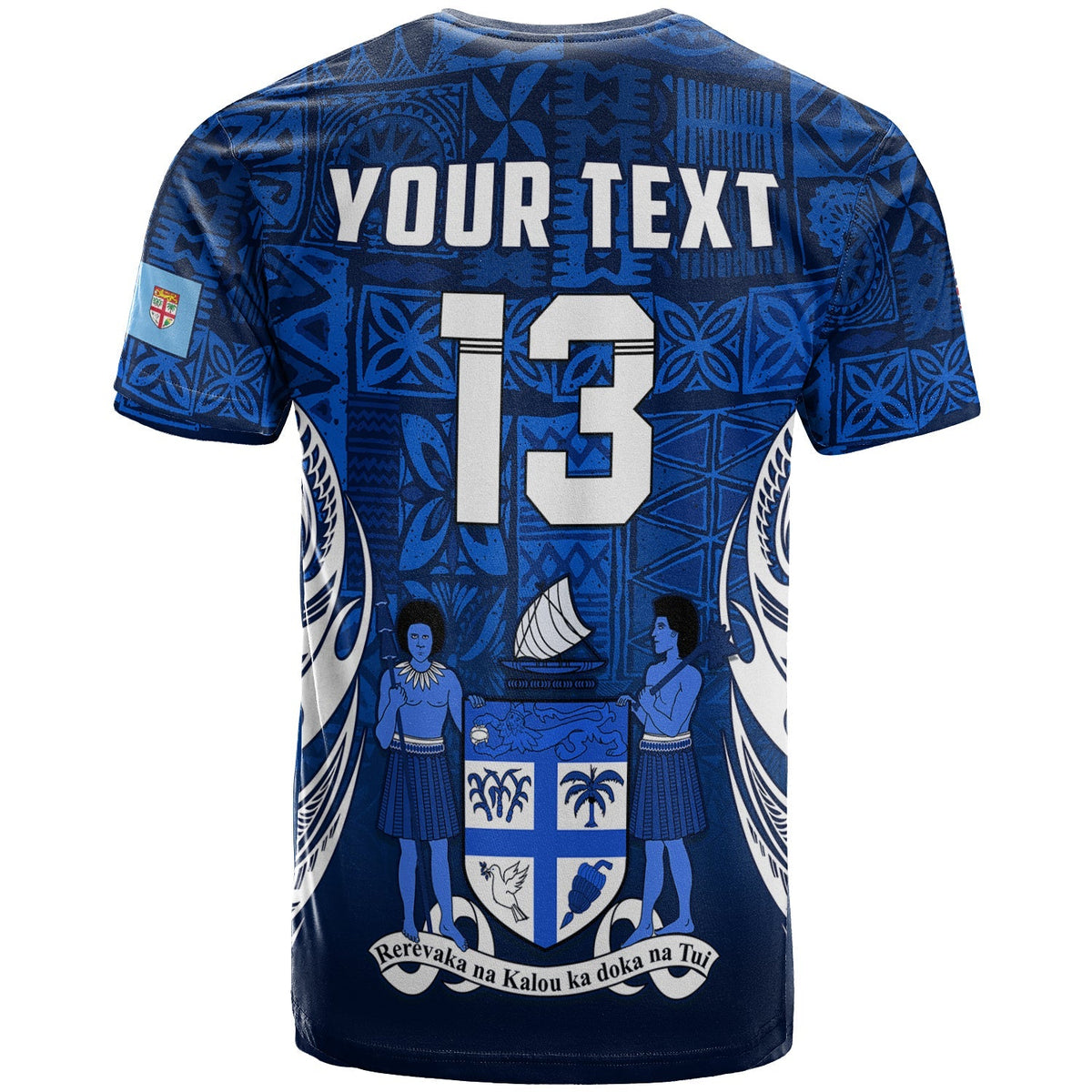 Custom Fiji Rugby T Shirt Flying Fijians Blue Tapa Pattern LT13 - Wonder Print Shop