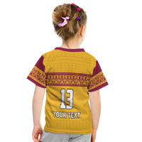 (Custom Text and Number) Sri Lanka T Shirt KID Traditional Pattern and Lion Flag LT13 - Wonder Print Shop