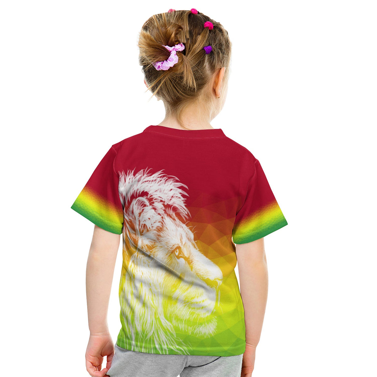 Ethiopia T Shirt KID Lion Ethiopian Style Flag LT13 - Wonder Print Shop