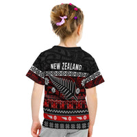 Custom New Zealand Silver Fern Christmas T Shirt KID Maori Meri Kirihimete LT13 - Wonder Print Shop