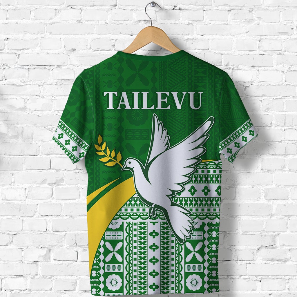 Tailevu Rugby T Shirt Fiji Rugby Tapa Pattern Green LT13 - Wonder Print Shop