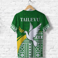 Tailevu Rugby T Shirt Fiji Rugby Tapa Pattern Green LT13 - Wonder Print Shop