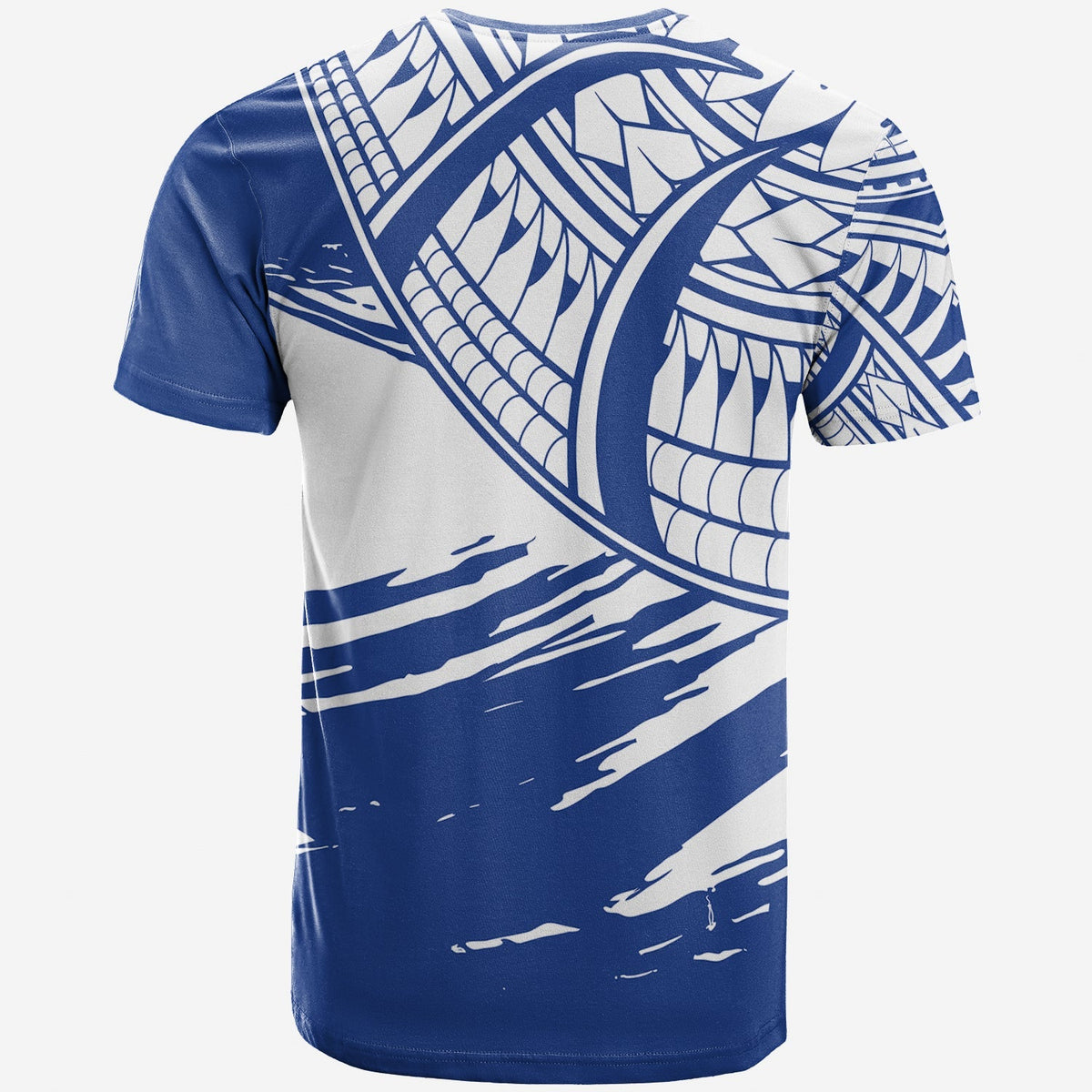 Custom Cook Islands T Shirt Flag Style Blue With Claw Pattern LT13 - Wonder Print Shop