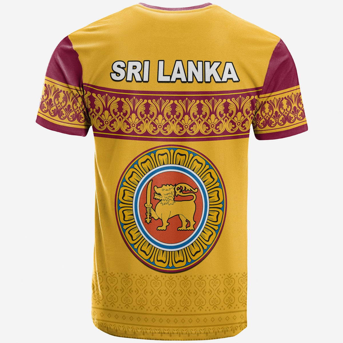 Sri Lanka T Shirt Traditional Pattern and Lion Flag LT13 - Wonder Print Shop