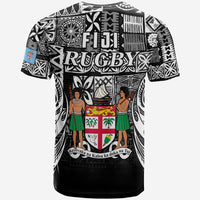 Fiji Rugby T Shirt Flying Fijians Black Tapa Pattern LT13 - Wonder Print Shop