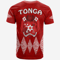 Red Tonga T-shirt back with large TONGA text and crest emblem