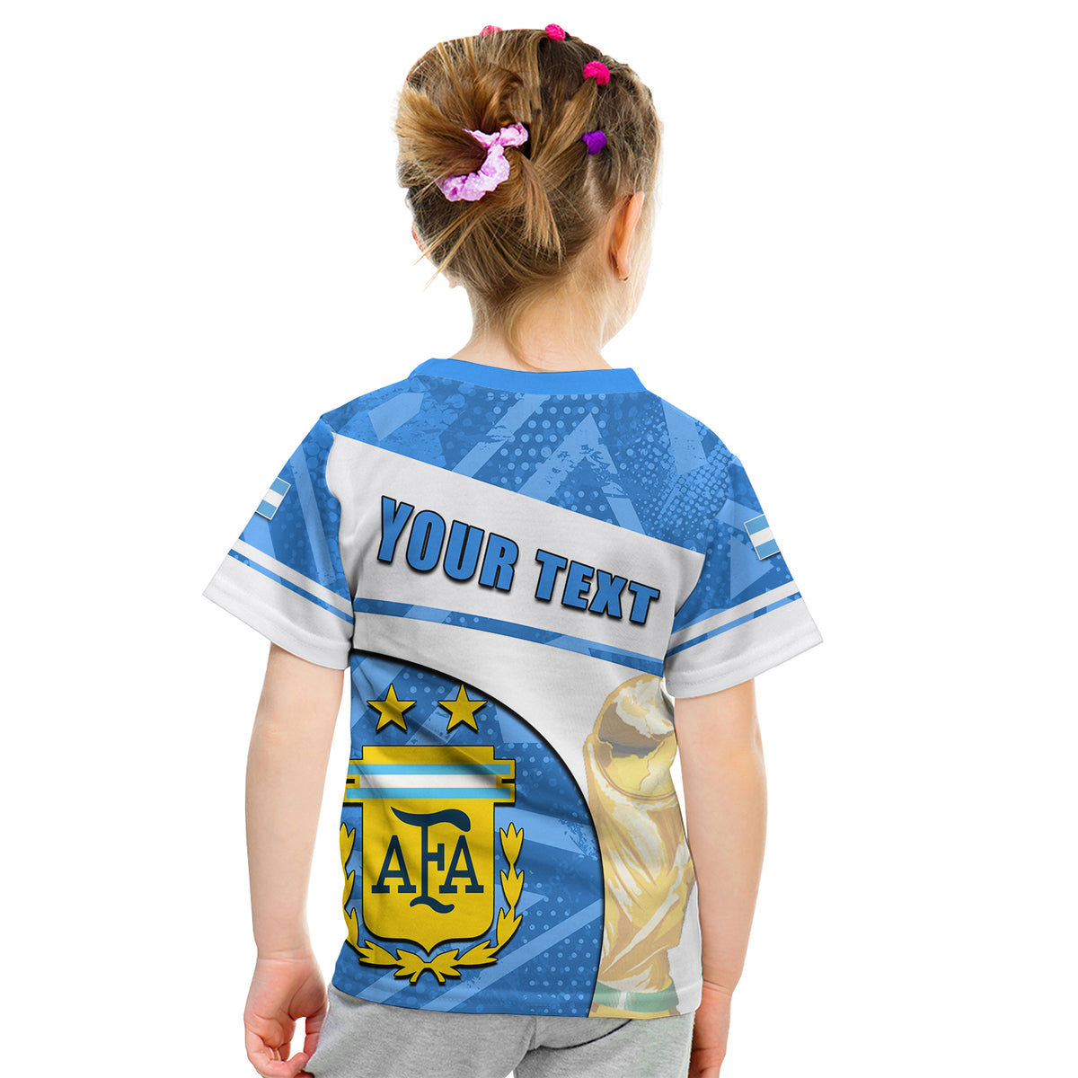 (Custom Personalised) Argentina World Cup 2022 T Shirt KID Basic Style LT6 - Wonder Print Shop
