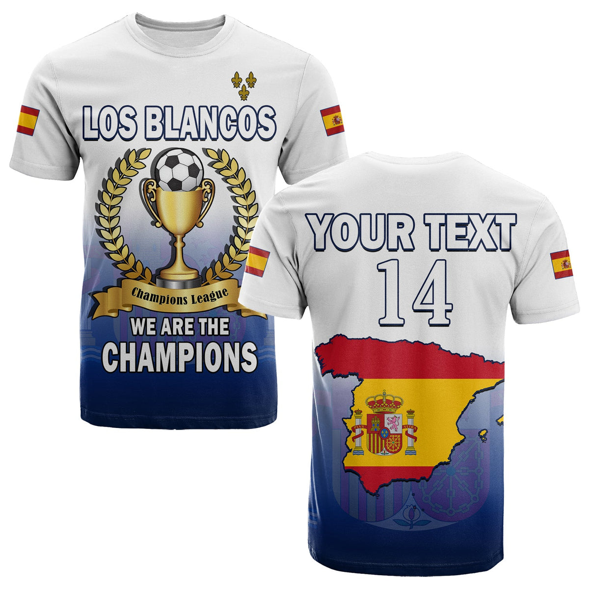 Custom Spanish T Shirt Football 2022 We Are Champions - Wonder Print Shop