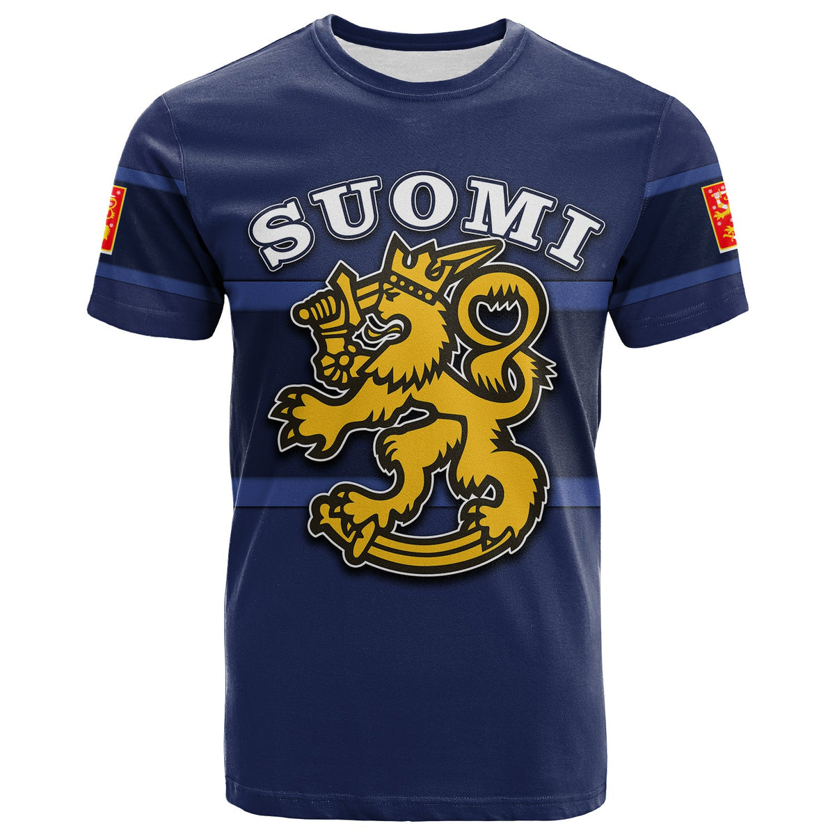 Custom Finland Hockey Suomi T Shirt Blue LT6 - Wonder Print Shop