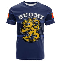 Custom Finland Hockey Suomi T Shirt Blue LT6 - Wonder Print Shop