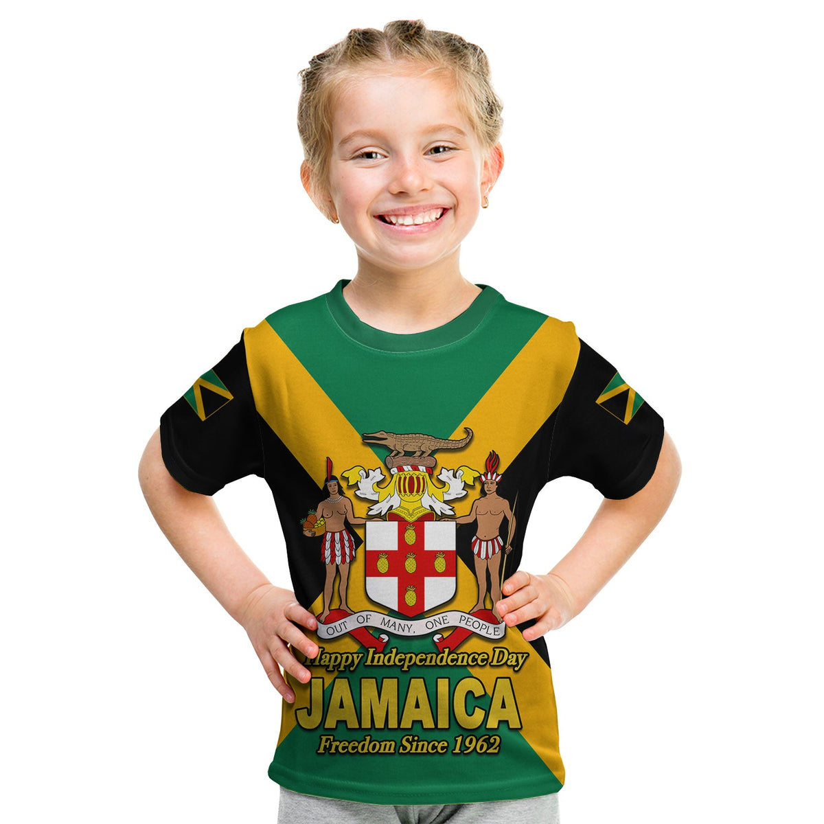 Jamaica Independence Day T Shirt KID Coat Of Arms LT6 - Wonder Print Shop