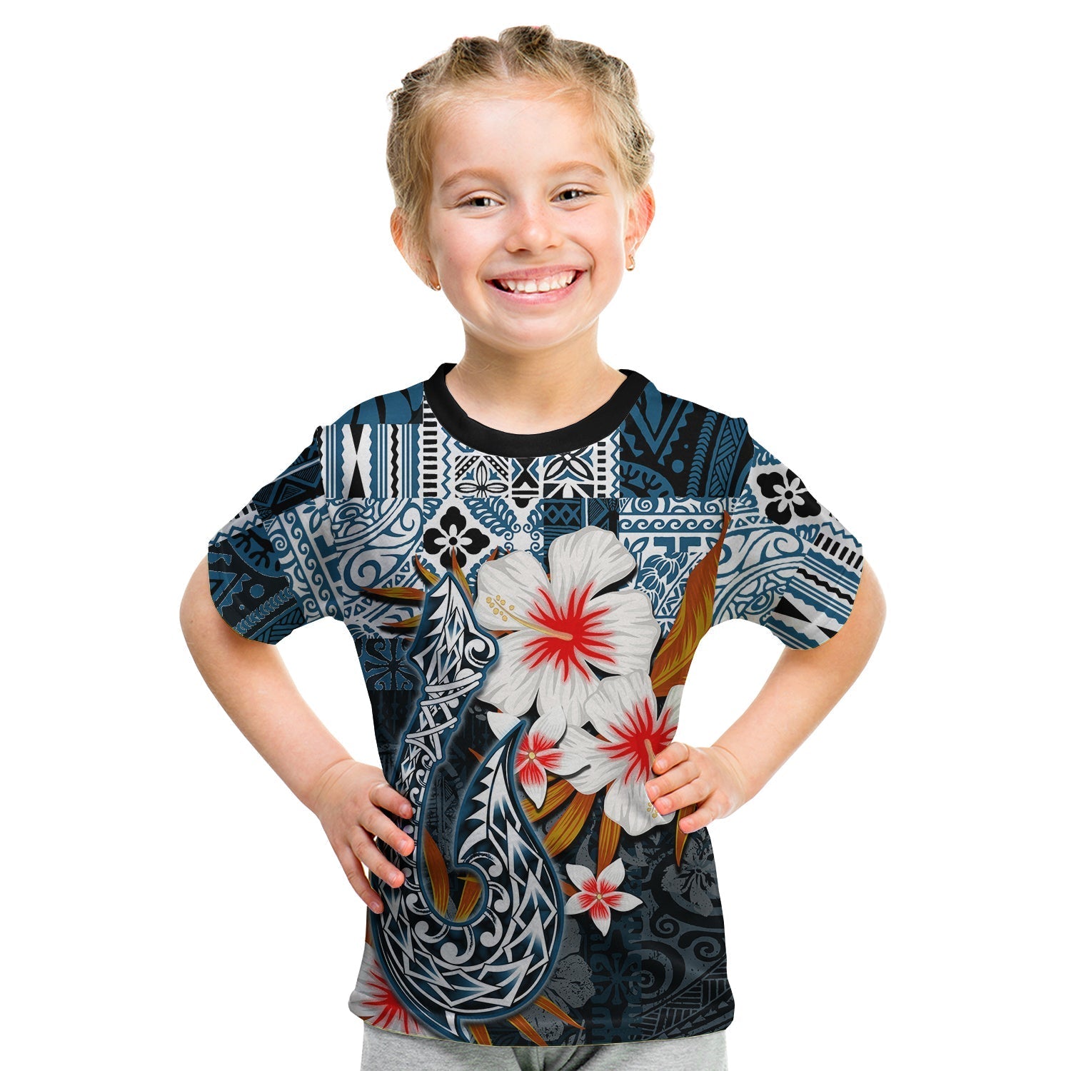 Custom Hawaii Fish Hook T Shirt KID Blue Style LT6 - Wonder Print Shop