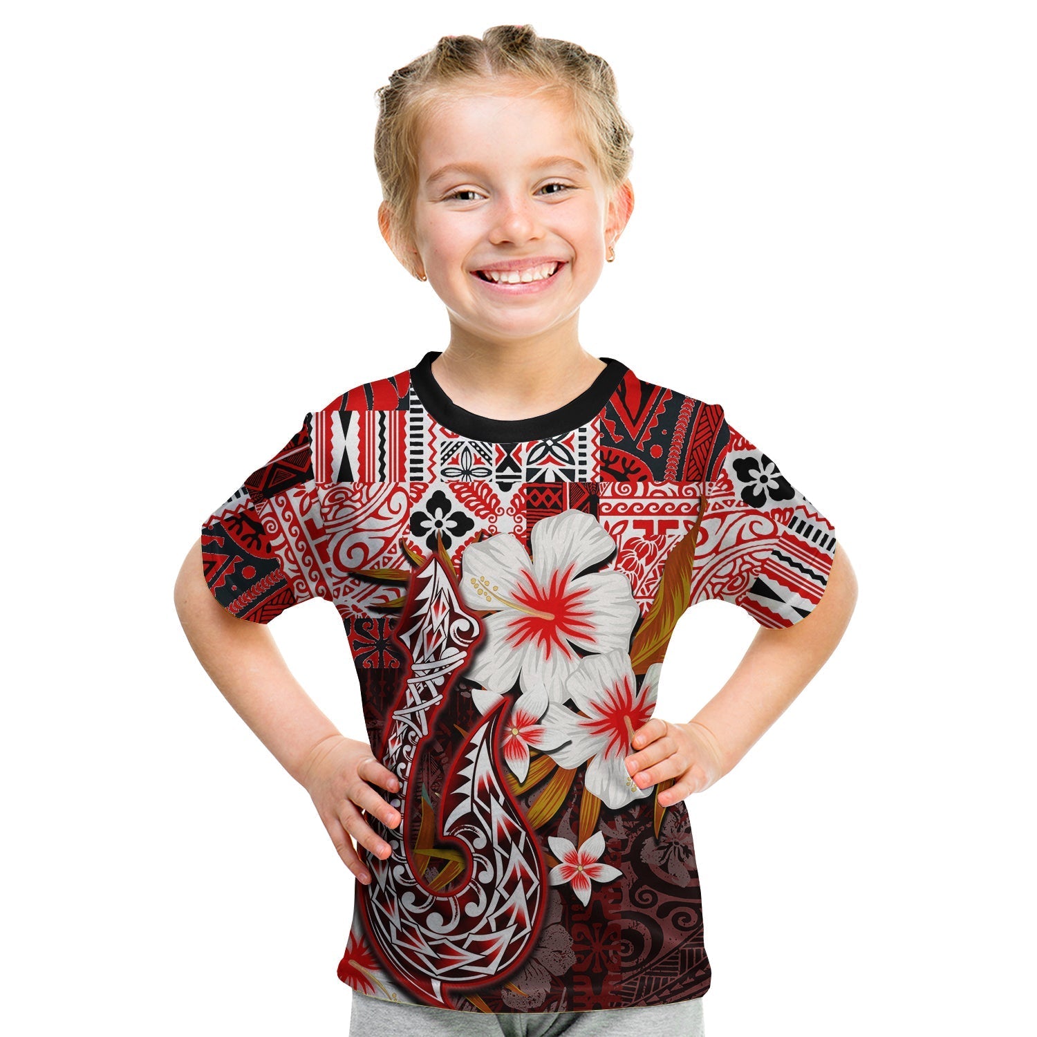 Custom Hawaii Fish Hook T Shirt KID Red Style LT6 - Wonder Print Shop