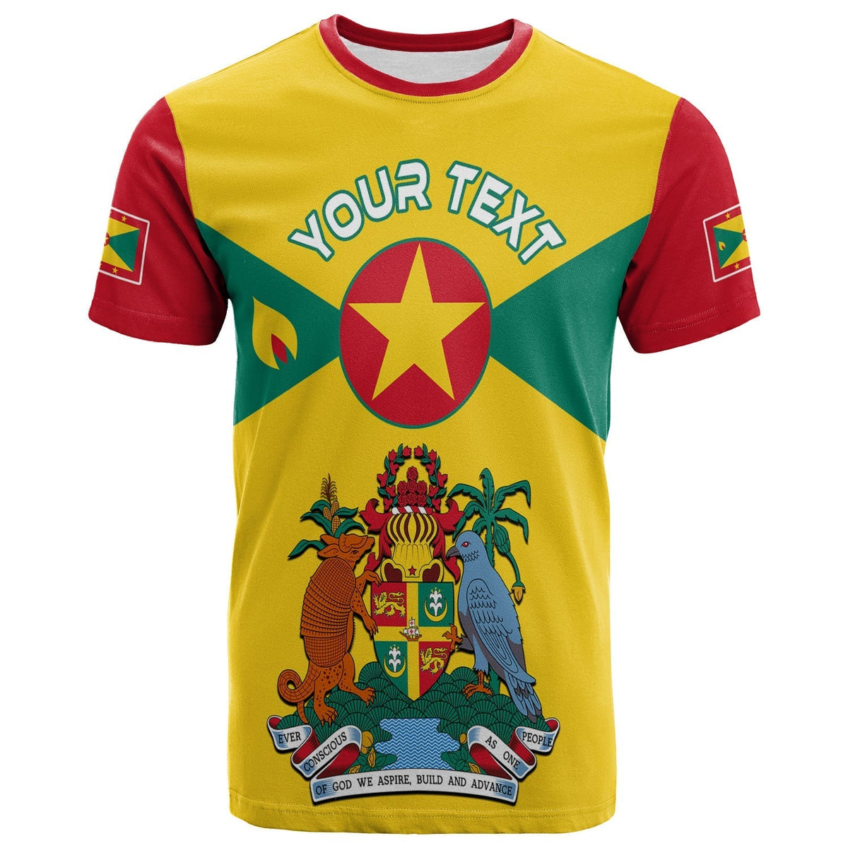 Custom Grenada T Shirt Power Grenada Mix Coat Of Arms LT13 - Wonder Print Shop