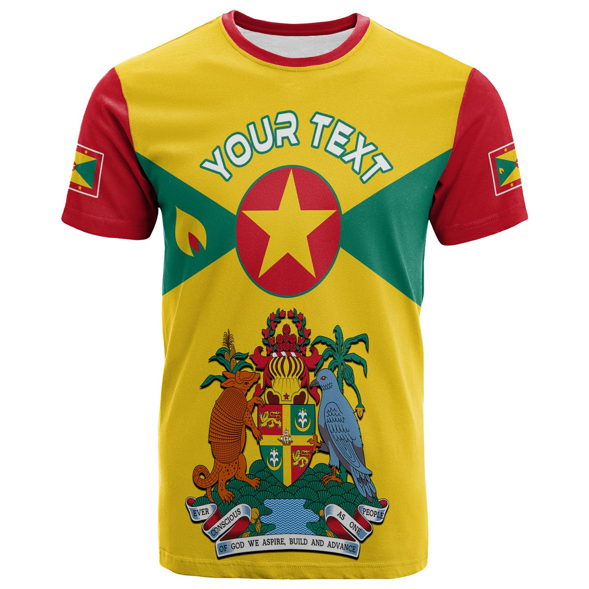 Custom Grenada T Shirt Power Grenada Mix Coat Of Arms LT13 - Wonder Print Shop
