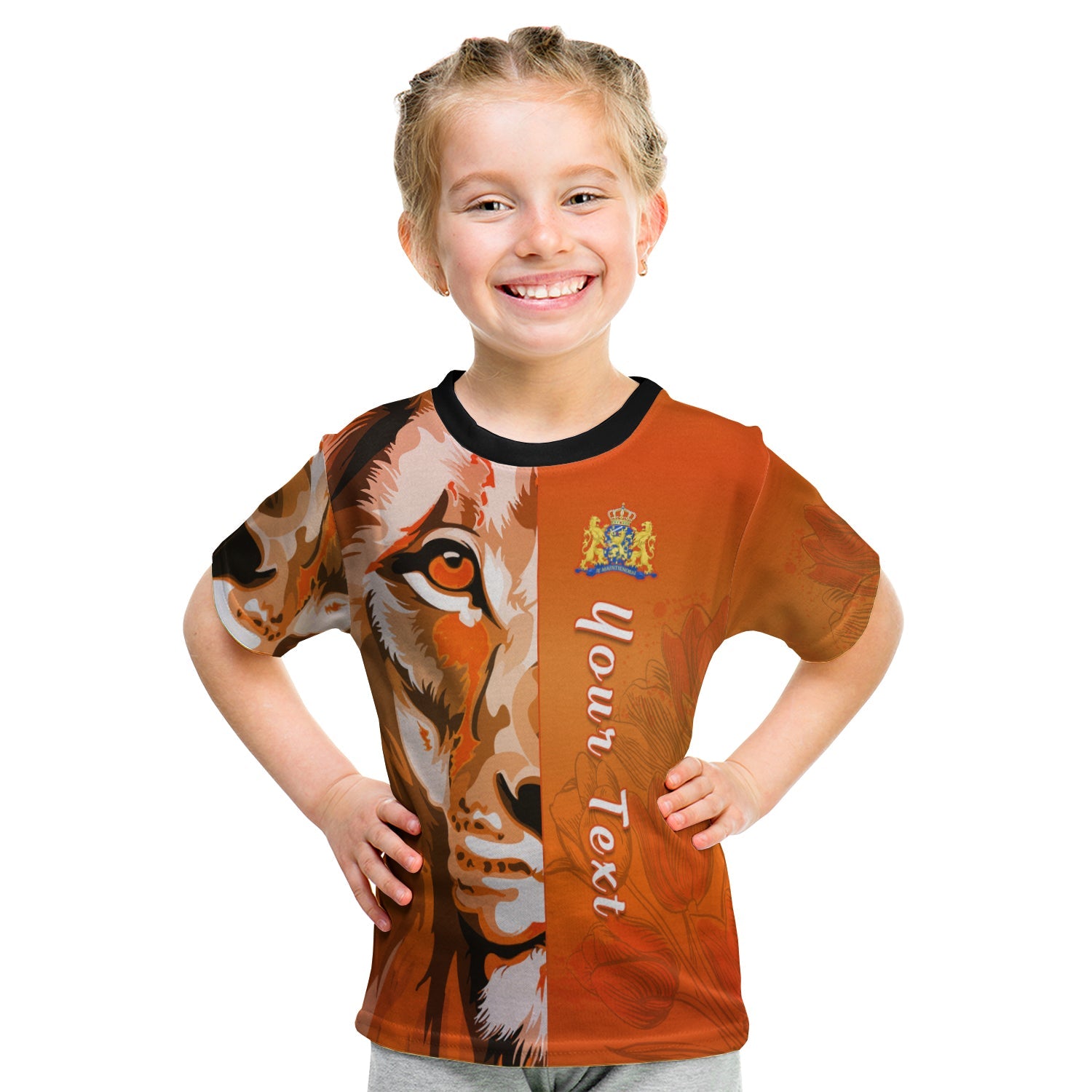custom-personalised-netherlands-t-shirt-kid-style-lusty-dutch-lion