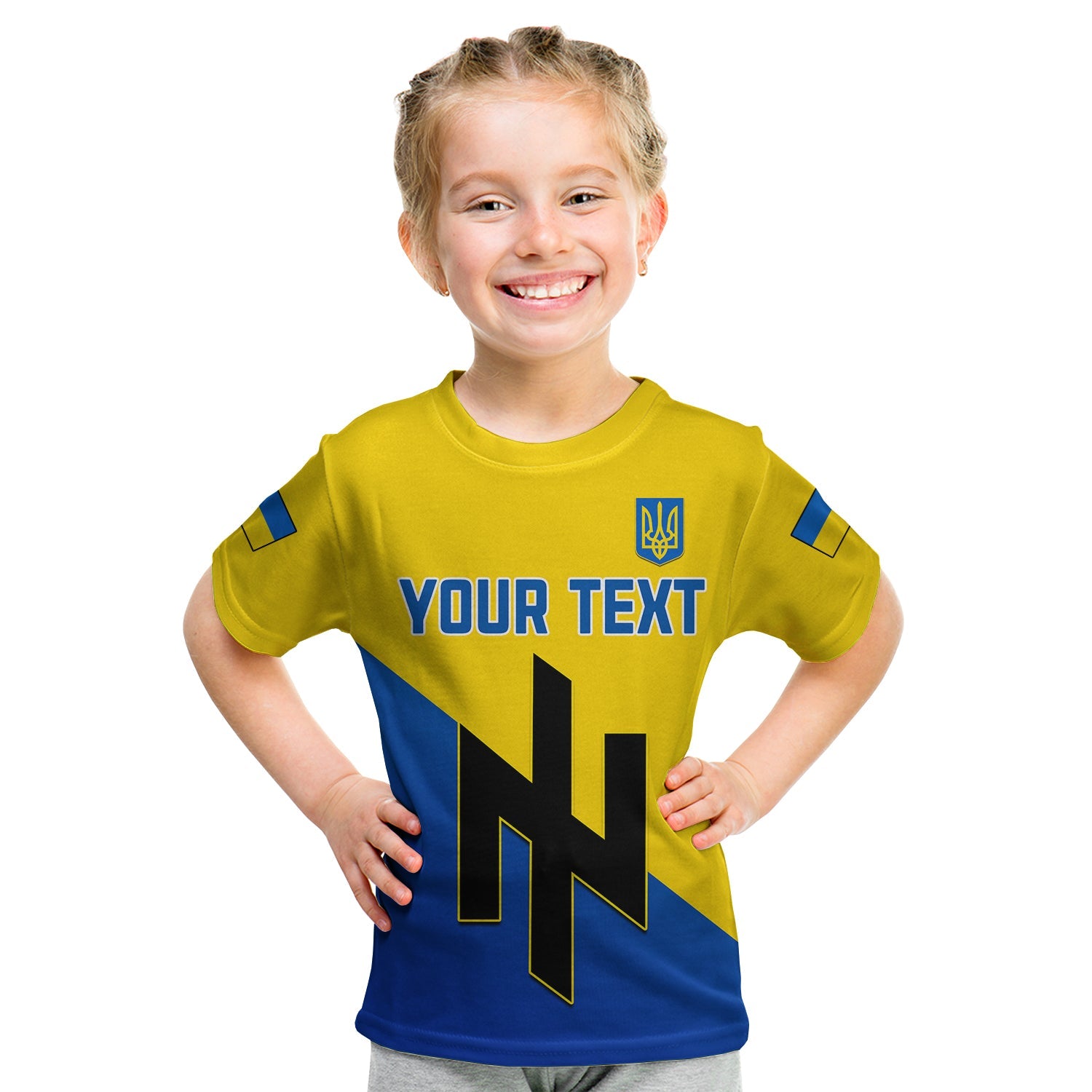 (Custom Personalised) Ukraine T Shirt KID Style Flag Come on LT13 - Wonder Print Shop