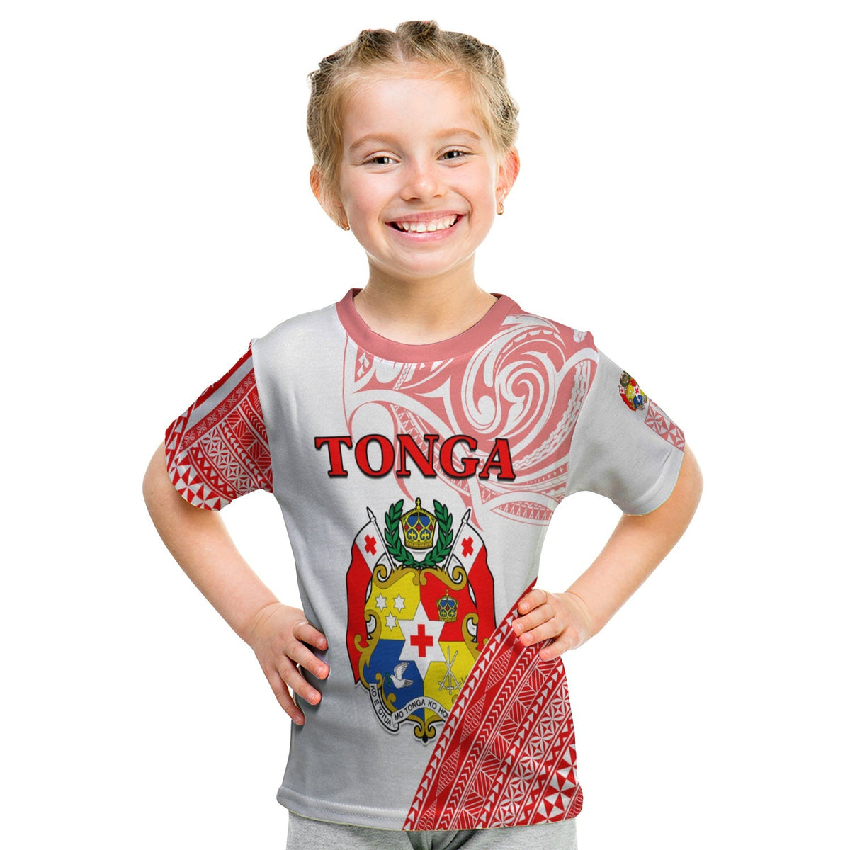 Tonga T Shirt KID Tongan Pattern Blithesome LT13 - Wonder Print Shop