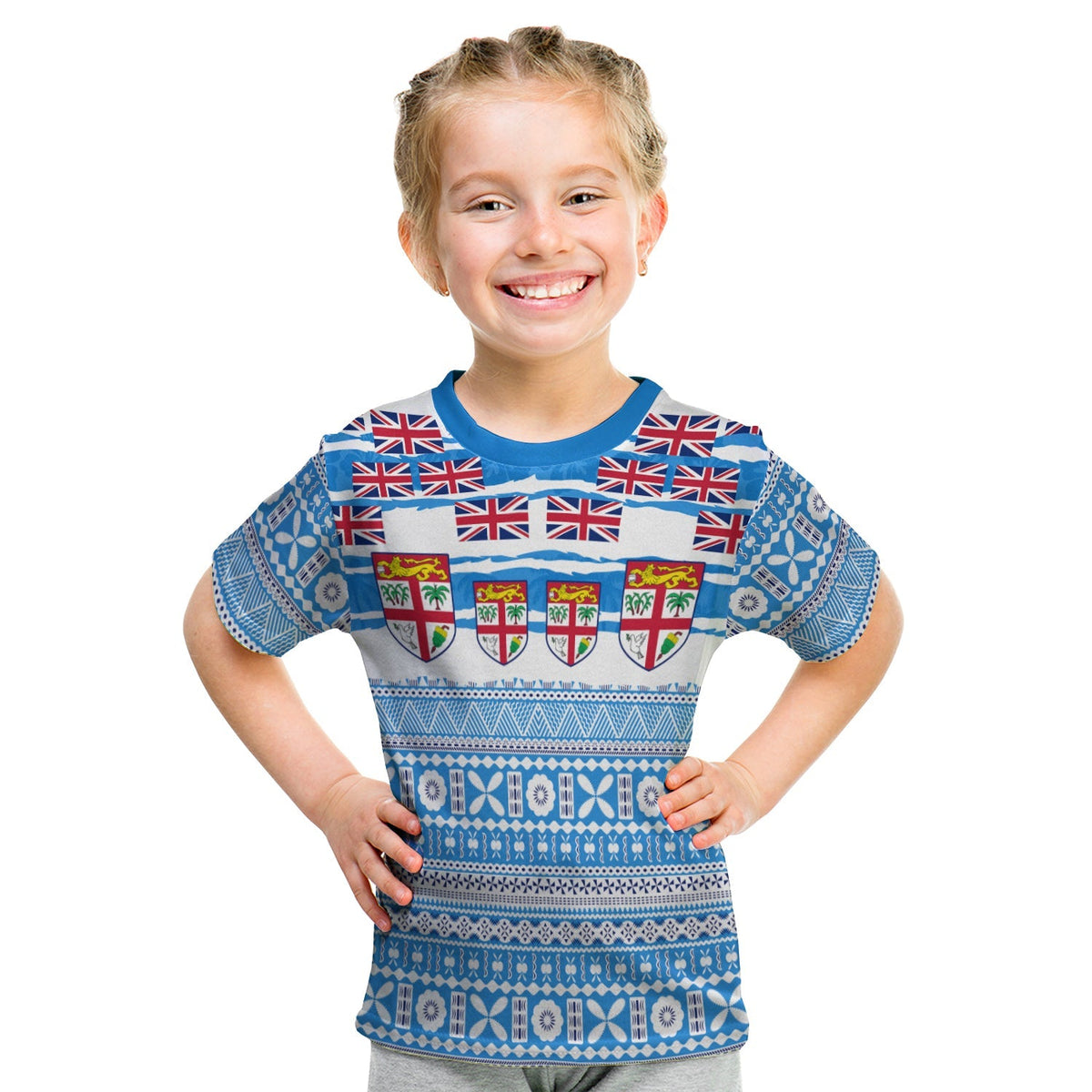 Custom Fiji Polynesian T Shirt KID Fijian Tropical Flowers LT13 - Wonder Print Shop
