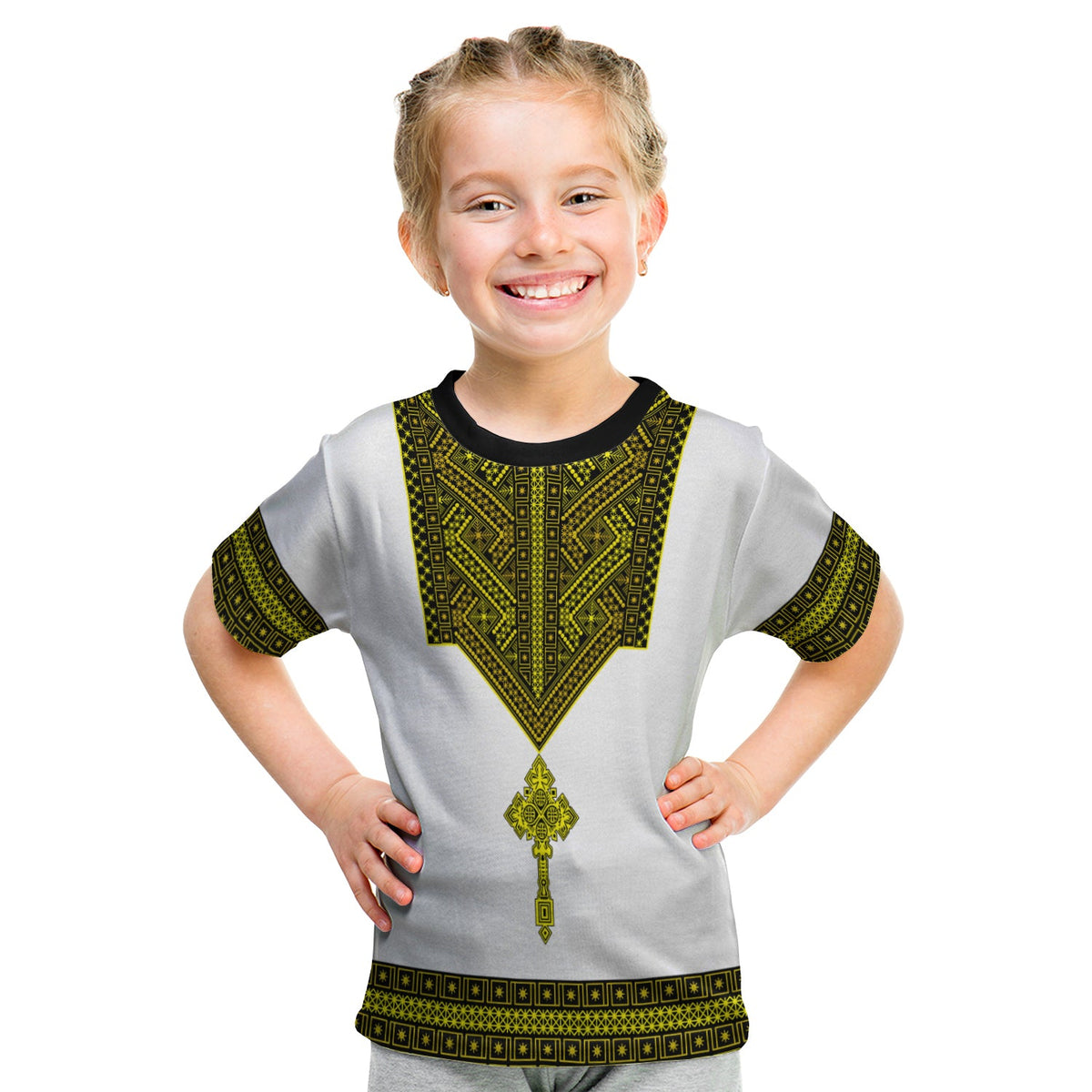 Ethiopia Tibeb T Shirt KID Royal Ethiopian Cross LT13 - Wonder Print Shop