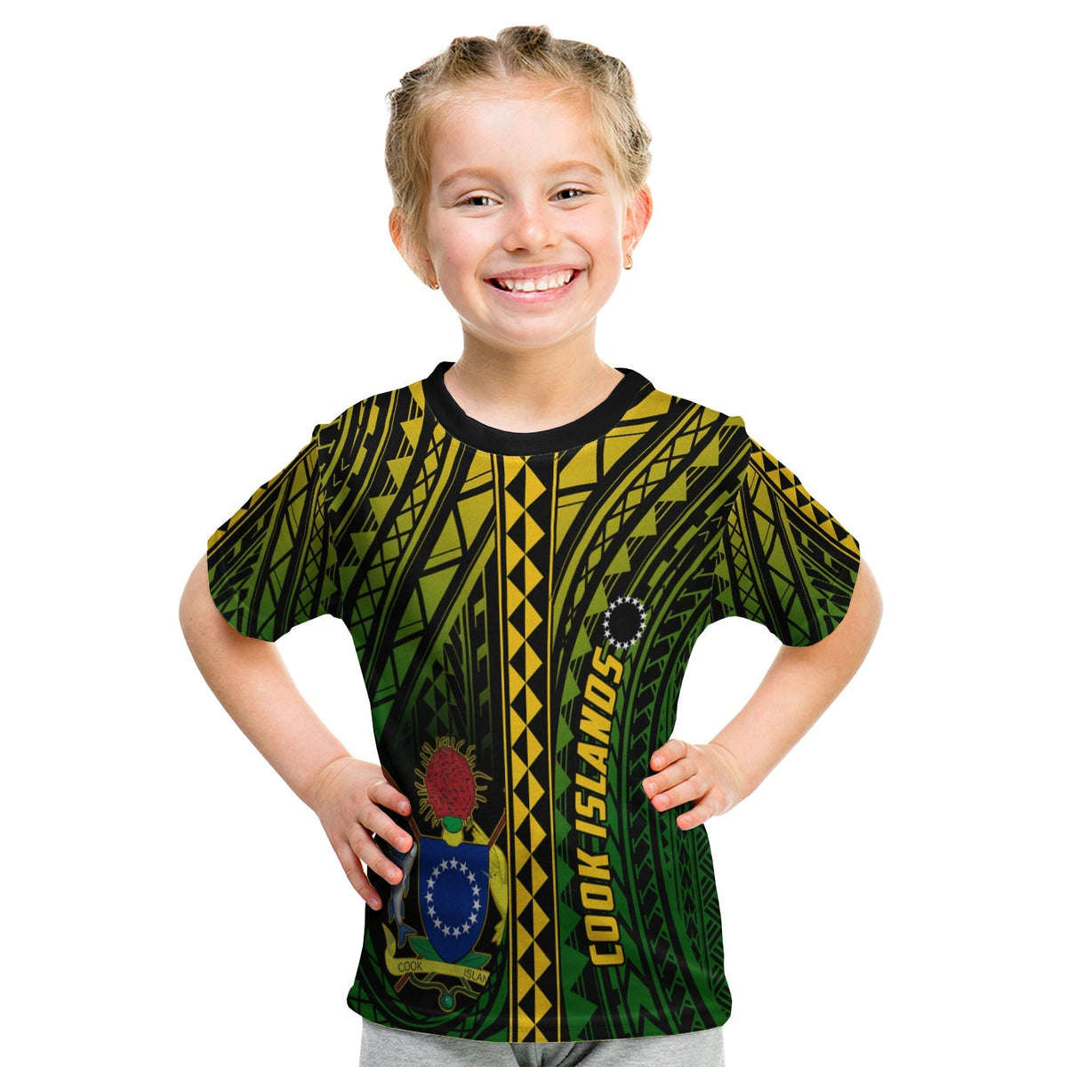 Cook Islands T Shirt KID Polynesian Pattern Stars LT13 - Wonder Print Shop