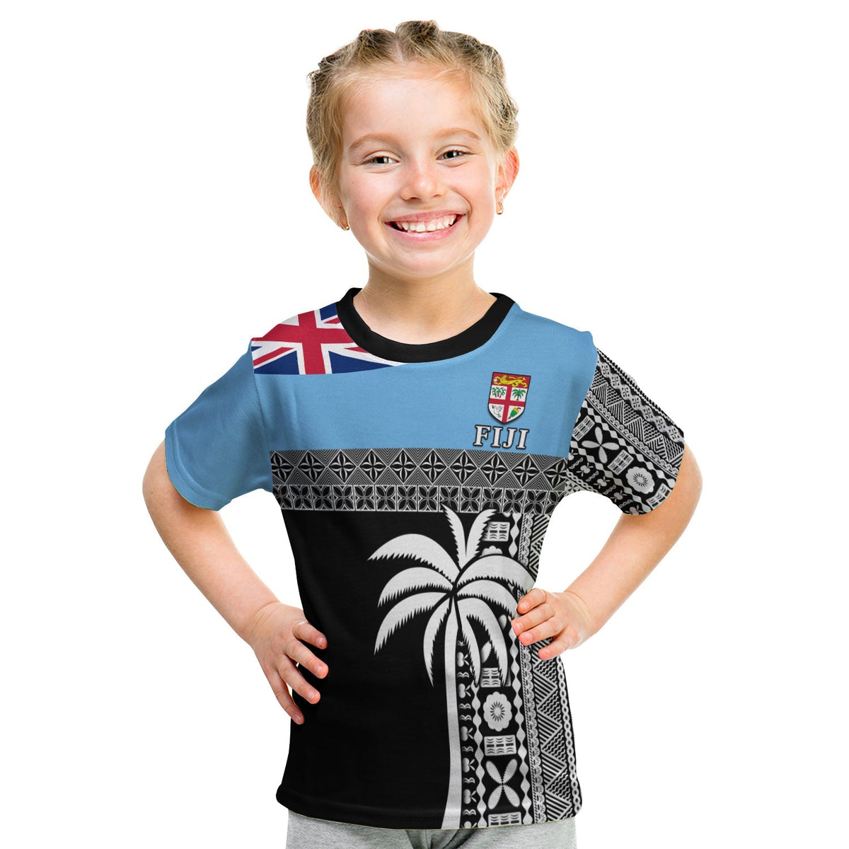 Fiji Tapa Pattern T Shirt KID Coconut Tree LT13 - Wonder Print Shop