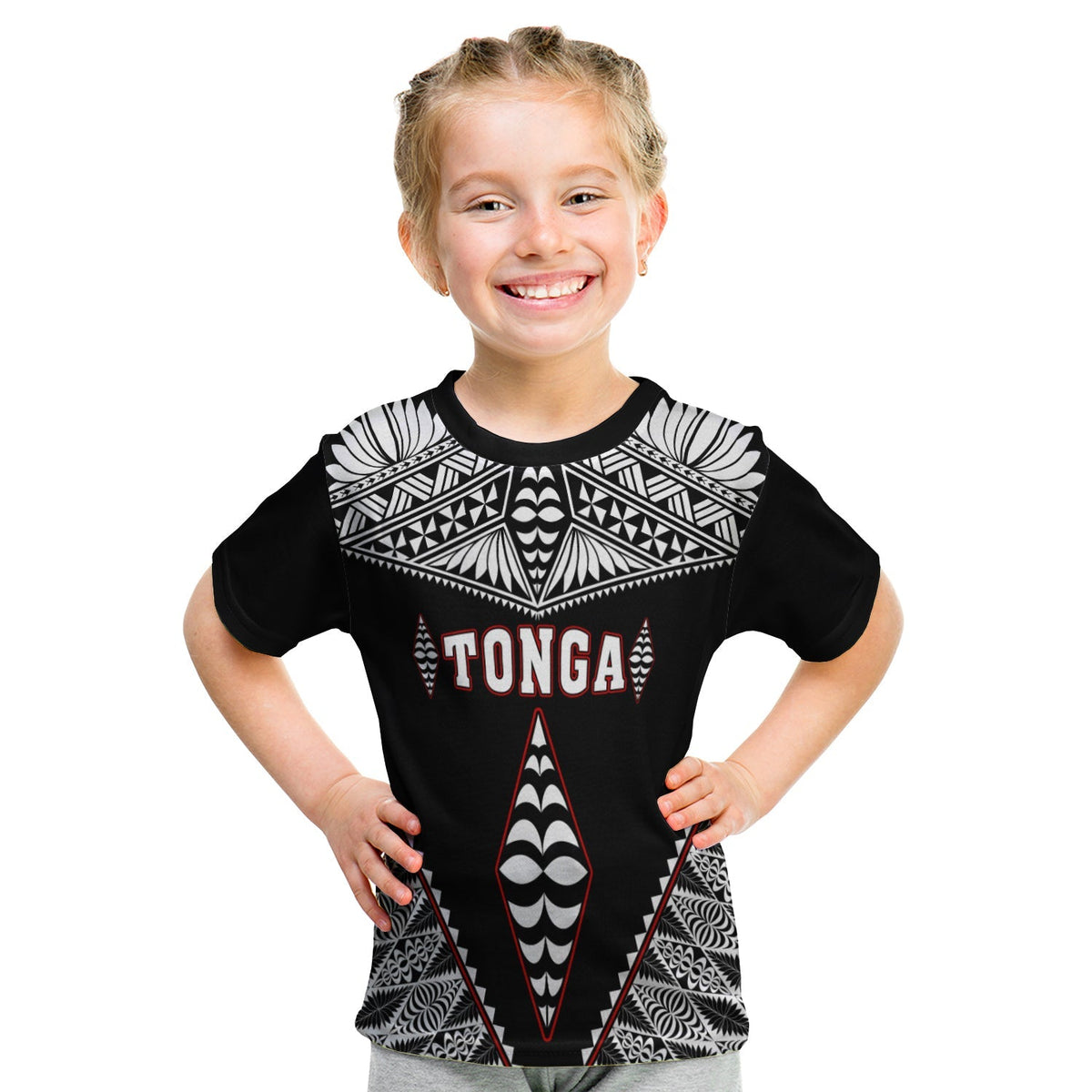 Tonga T Shirt KID Tongan Kupesi Pattern LT13 - Wonder Print Shop