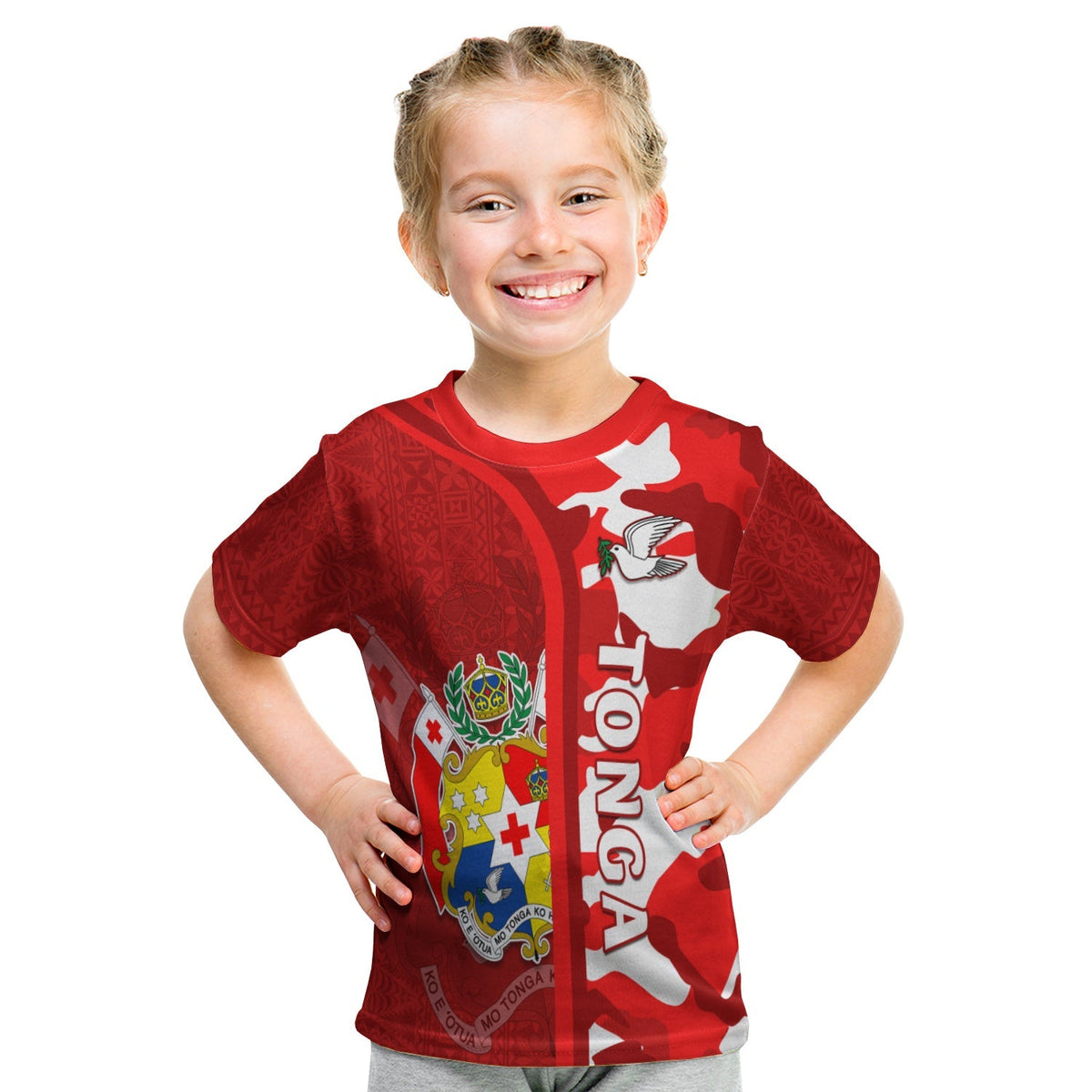 Tonga Unique T Shirt KID Camouflage with Tongan Pattern LT13 - Wonder Print Shop