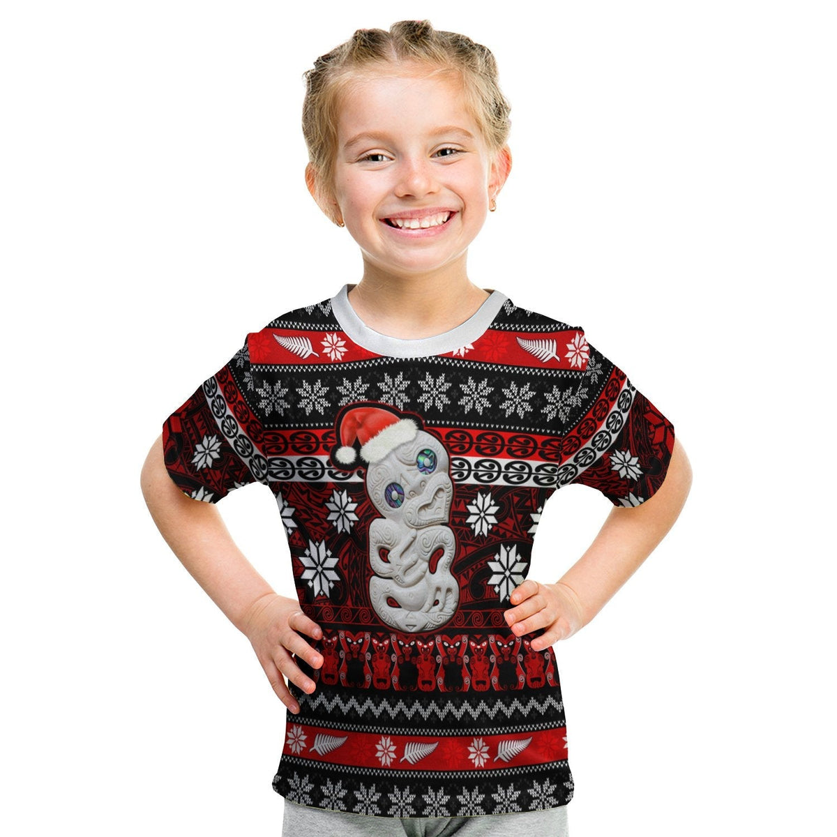 Custom New Zealand Hei Tiki Christmas T Shirt KID Maori Meri Kirihimete LT13 - Wonder Print Shop