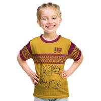(Custom Text and Number) Sri Lanka T Shirt KID Traditional Pattern and Lion Flag LT13 - Wonder Print Shop