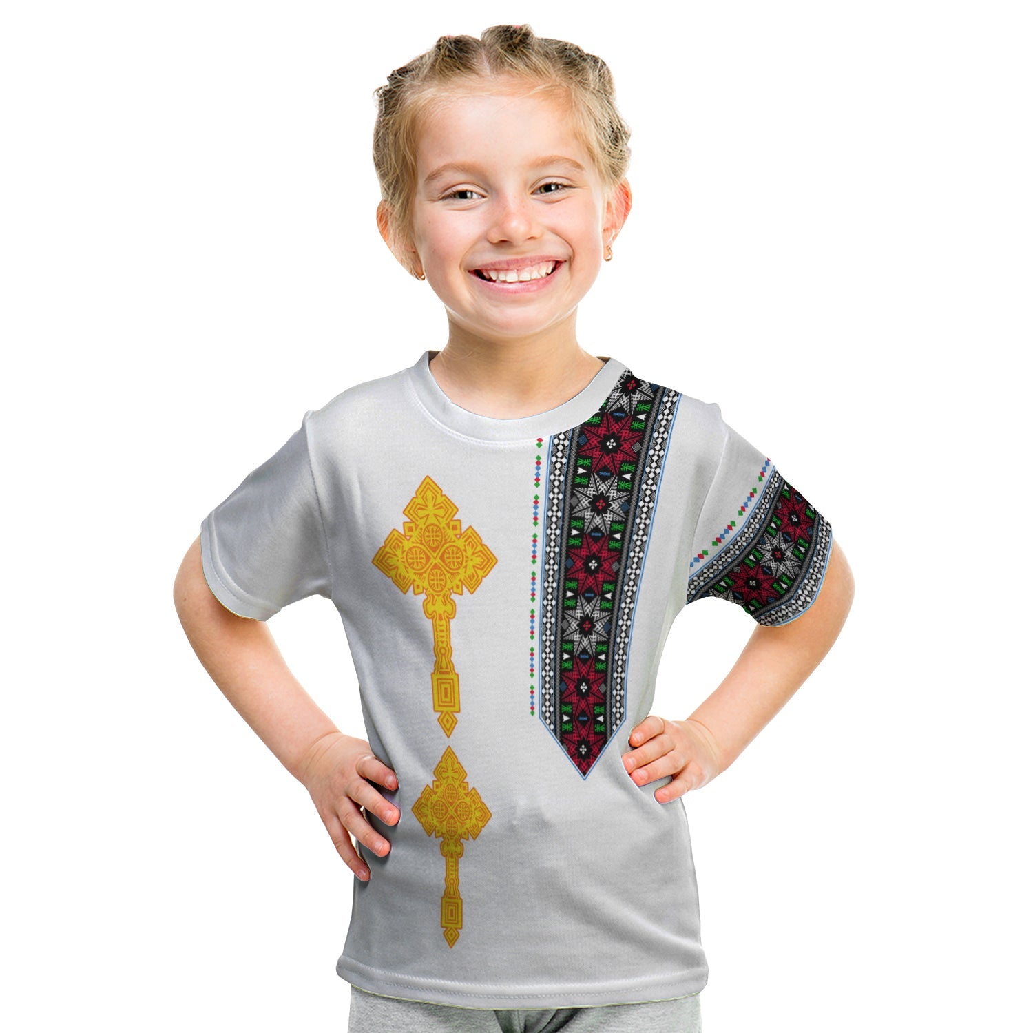 Eritrea Tibeb T Shirt KID Eritrean Cross Mix Flag LT13 - Wonder Print Shop