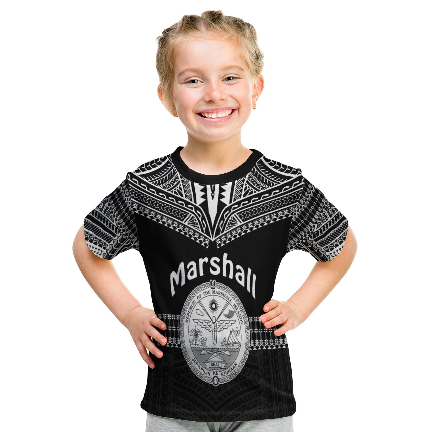Marshall Islands T Shirt KID Best Tattoo Version Black LT13 - Wonder Print Shop
