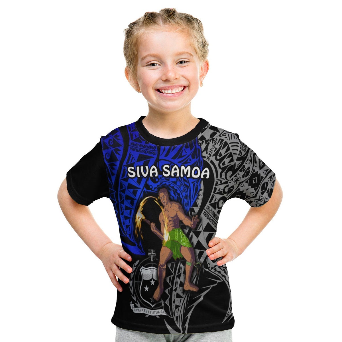 Siva Samoa T Shirt KID Samoan Dance Mix Blue Polynesian LT13 - Wonder Print Shop