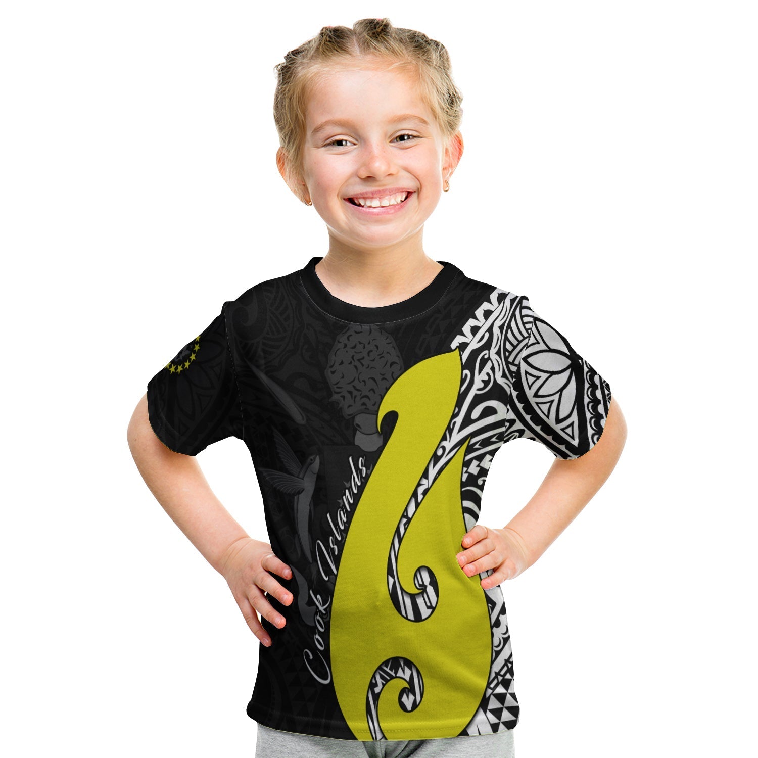 Cook Islands T Shirt KID Matau Polynesian Simple Fish Hook LT13 - Wonder Print Shop