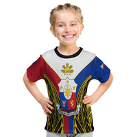 Kid T-shirt in red/blue/black with Philippines sun and crest front graphic