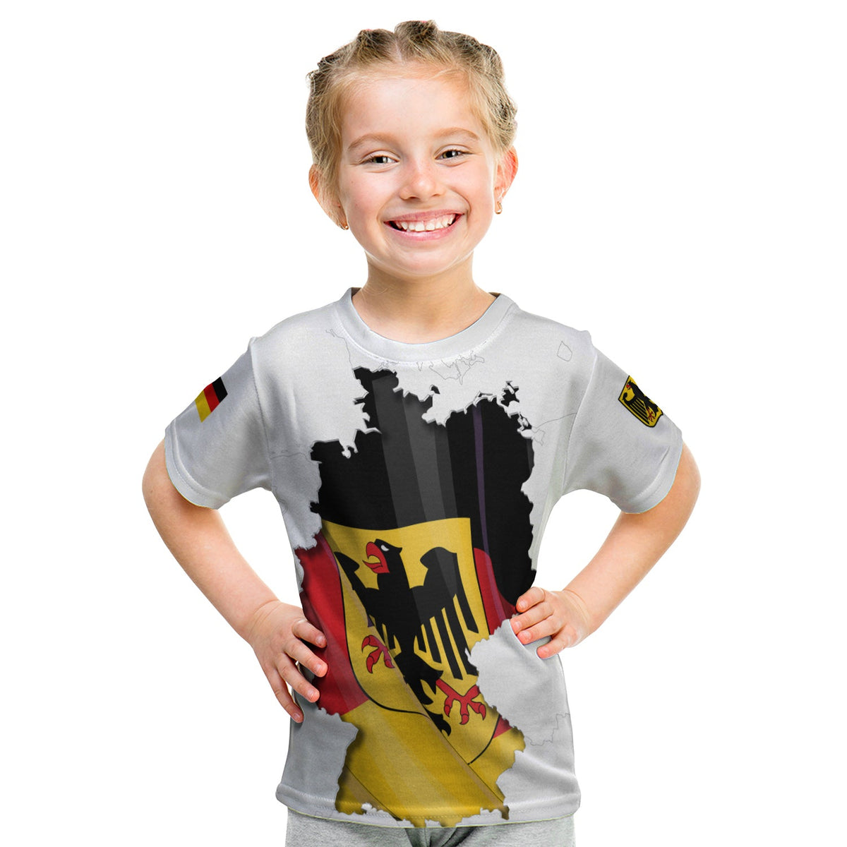 (Custom Personalised) Germany T Shirt KID Grunge Deutschland Map and Coat Of Arms LT13 - Wonder Print Shop